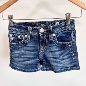 Miss Me Girls Embellished Low Rise Denim Jean Bling Shorts SZ 8